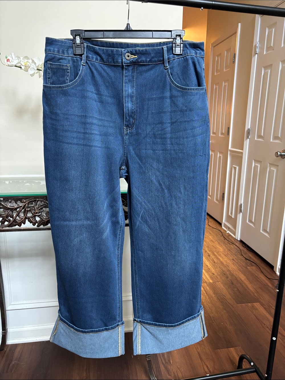 HALARA Cuffed Cropped Stretch Jeans size XL